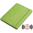 thumbnail image 3 of Credit Card Holder with ID Window RFID Protected Genuine Leather Slim Wallet (LGreen), 3 of 7