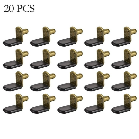 20pcs Shelf Support Studs Pegs Pins Plugs 6mm L-Shaped Cabinet Bracket Bronze