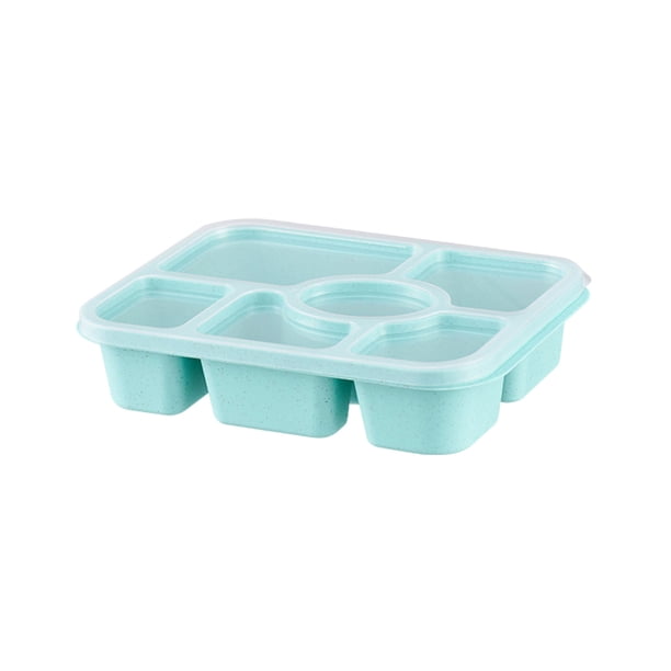 Pisexur Batería de cocina Lonchera de trigo con seis compartimentos, paja de trigo con tapa, caja para refrigerios, caja para conservar frutas, platos para refrigerio para la cocina del hogar