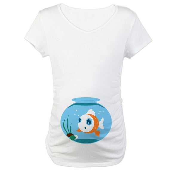 CafePress - Fish Bowl Maternity T Shirt - Cotton Maternity T-shirt, Cute & Funny Pregnancy Tee