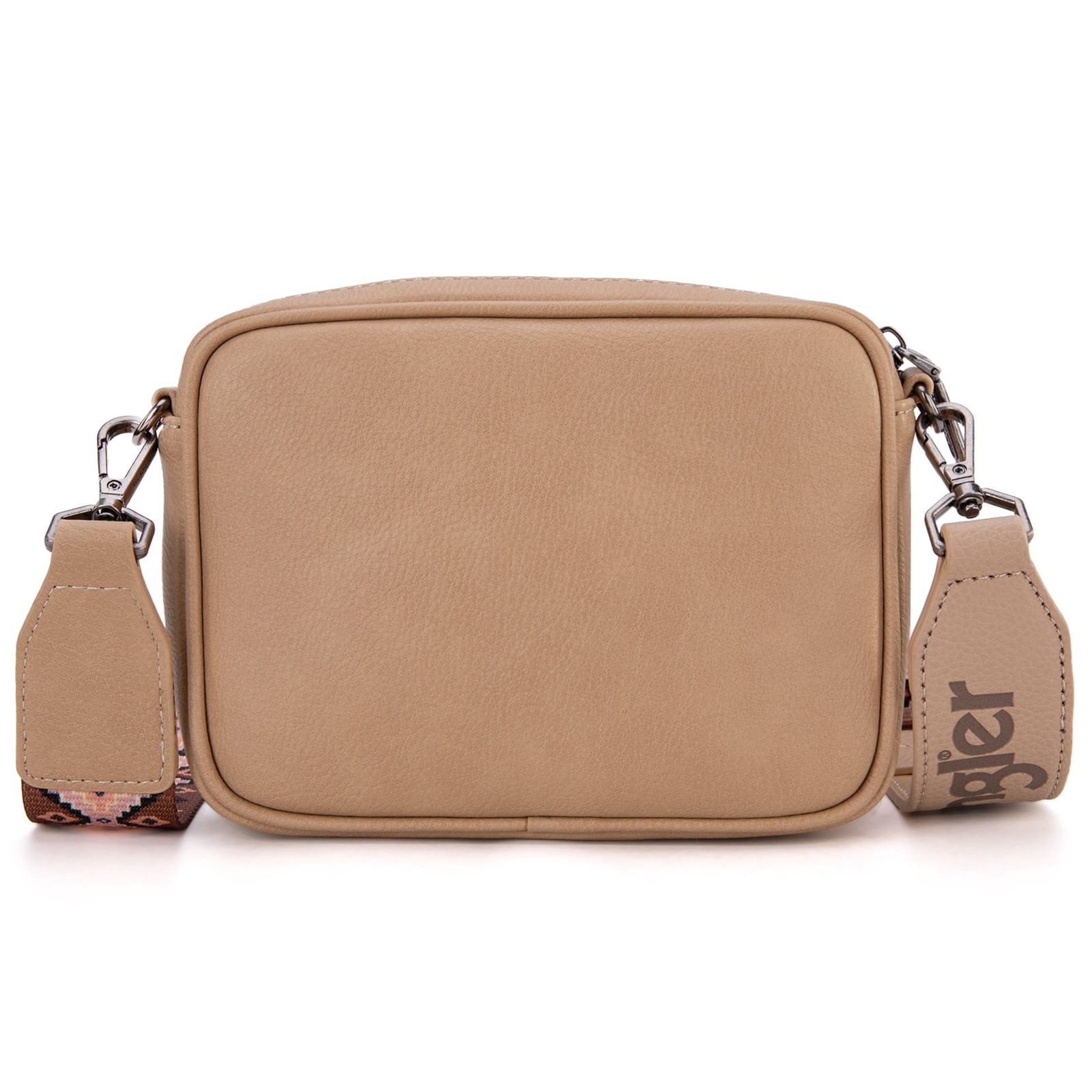 Wrangler Crossbody Bag for Women Aztec Mini Crossover Purse with Guitar Strap, Khaki With Dark Brown
