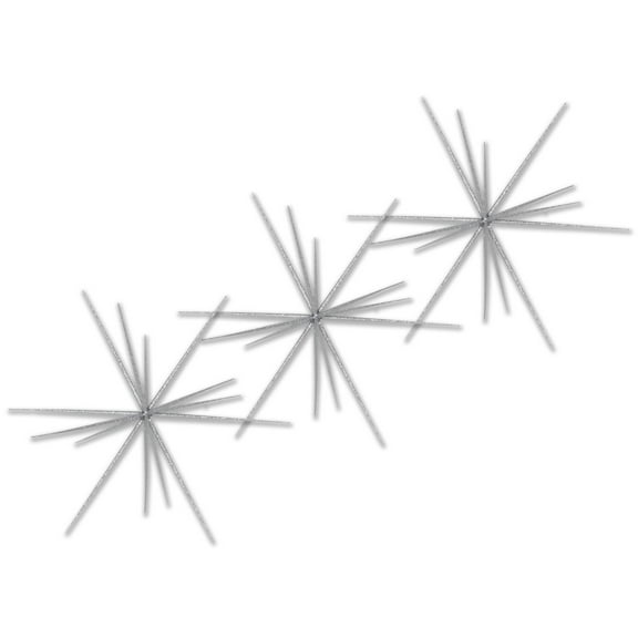 3 Pack of 15" Starburst Ornament with Silver Glitter