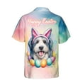 thumbnail image 2 of Happy Easter Old English Sheepdog with Bunny Ear Headband and Flowers Hawaiian Shirt Breathable Summer Unisex Merch Dog Lover - 13001, 2 of 6