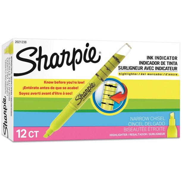Sharpie Highlighter Ink Indicator Chisel Tip 12/DZ Yellow 2021193