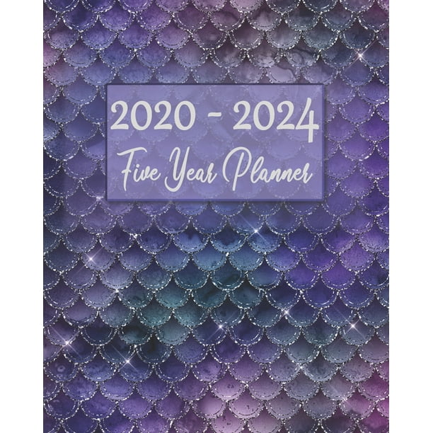 20202024 5 Year Planner Purple Pink & Green Mermaid Theme Design