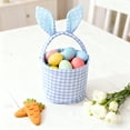 thumbnail image 2 of Outoloxit Easter Basket with Rabbit Ears and Plaid Design for Easter Eggs Candy Storage, Home Decor手提袋 Gift for Women Kids, 2 of 7