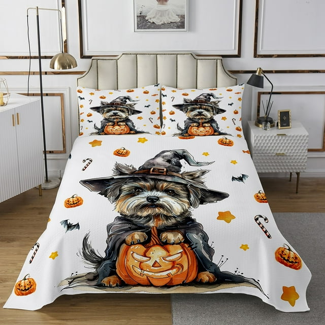 Erosebridal Courtepointe Gothique Citrouille Kawaii Chien Ensemble Format Grand Réversible