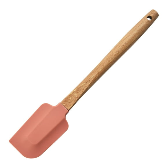 Silicone Spatula 1pc Ergonomic Handle High Heat-Resistant Spatulas, Non-stick Rubber Spatulas with Stainless Steel Core, Round Wood Handle Silicone Spatula