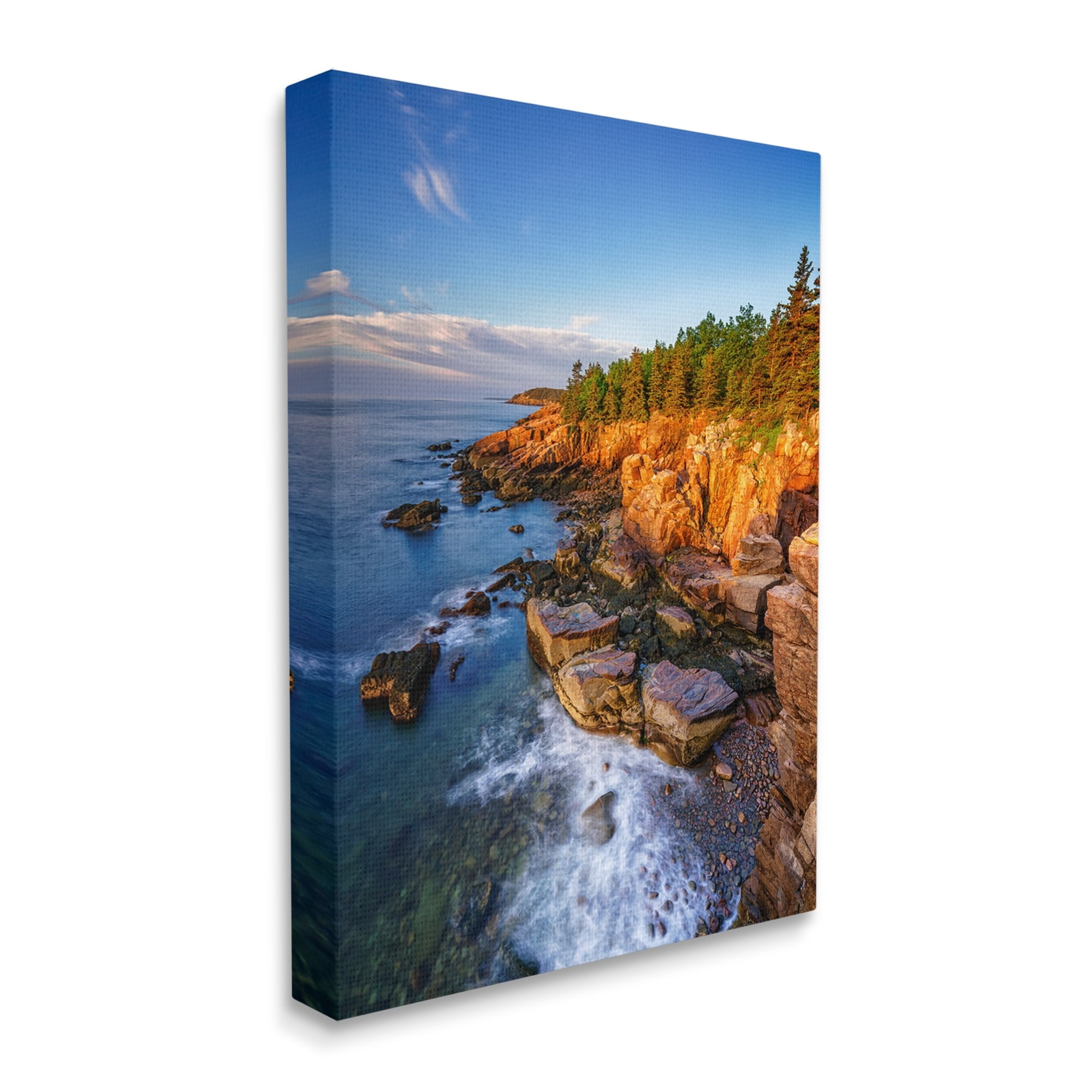 Stupell Rocky Cliffs Shore Beach Foam Landscape Photography Gallery Wrapped Canvas Print Wall Art