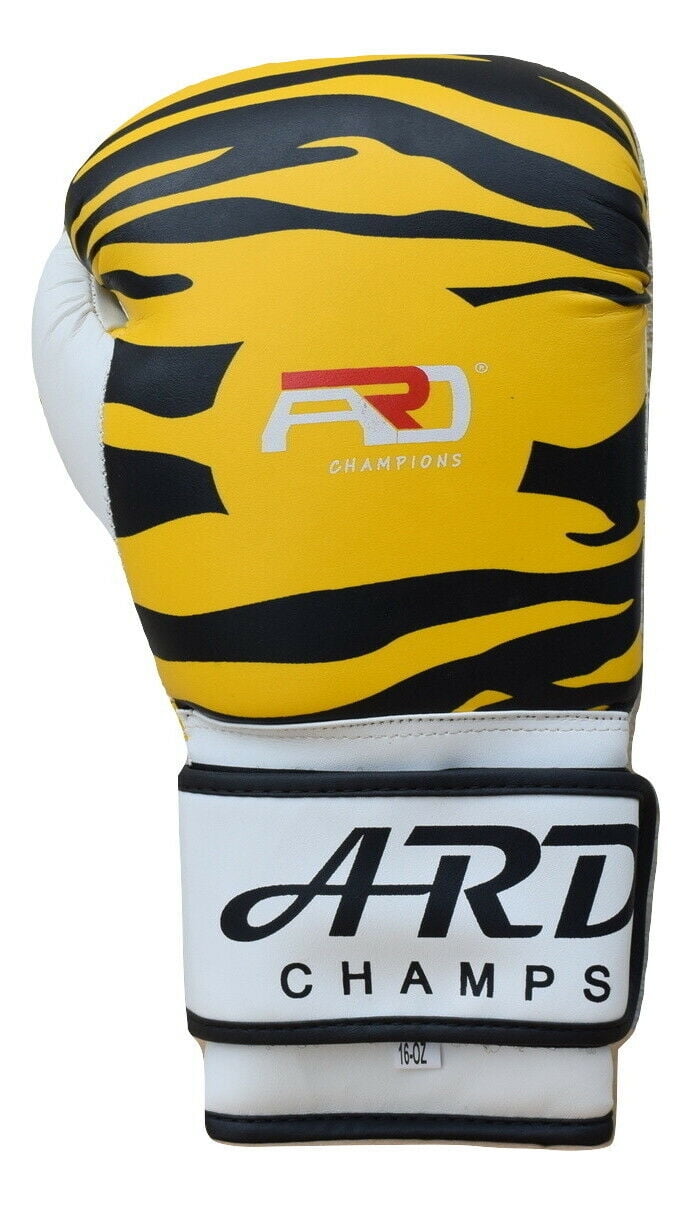ARD® Art Leather Boxing Gloves Fight Punching MMA Muay Thai Kickboxing Yellow 