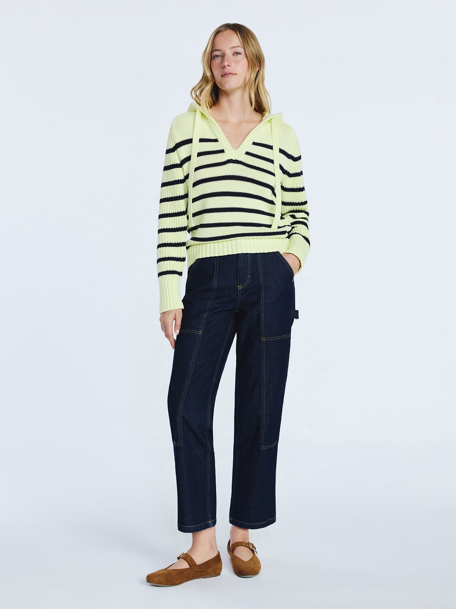 Free Assembly Women's Cotton Hoodie Sweater with Long Sleeves, Sizes XS-XXL