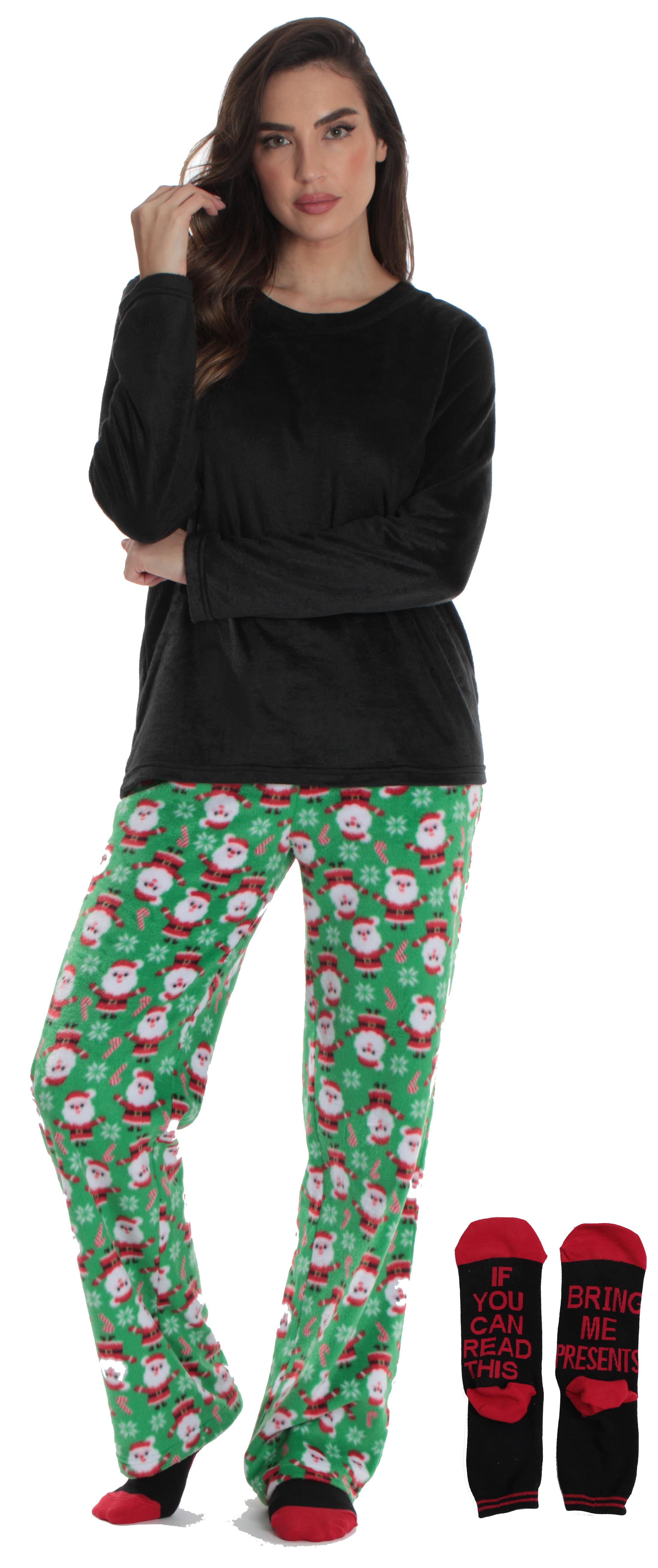 Womens Microfleece Pajama Pants Set 