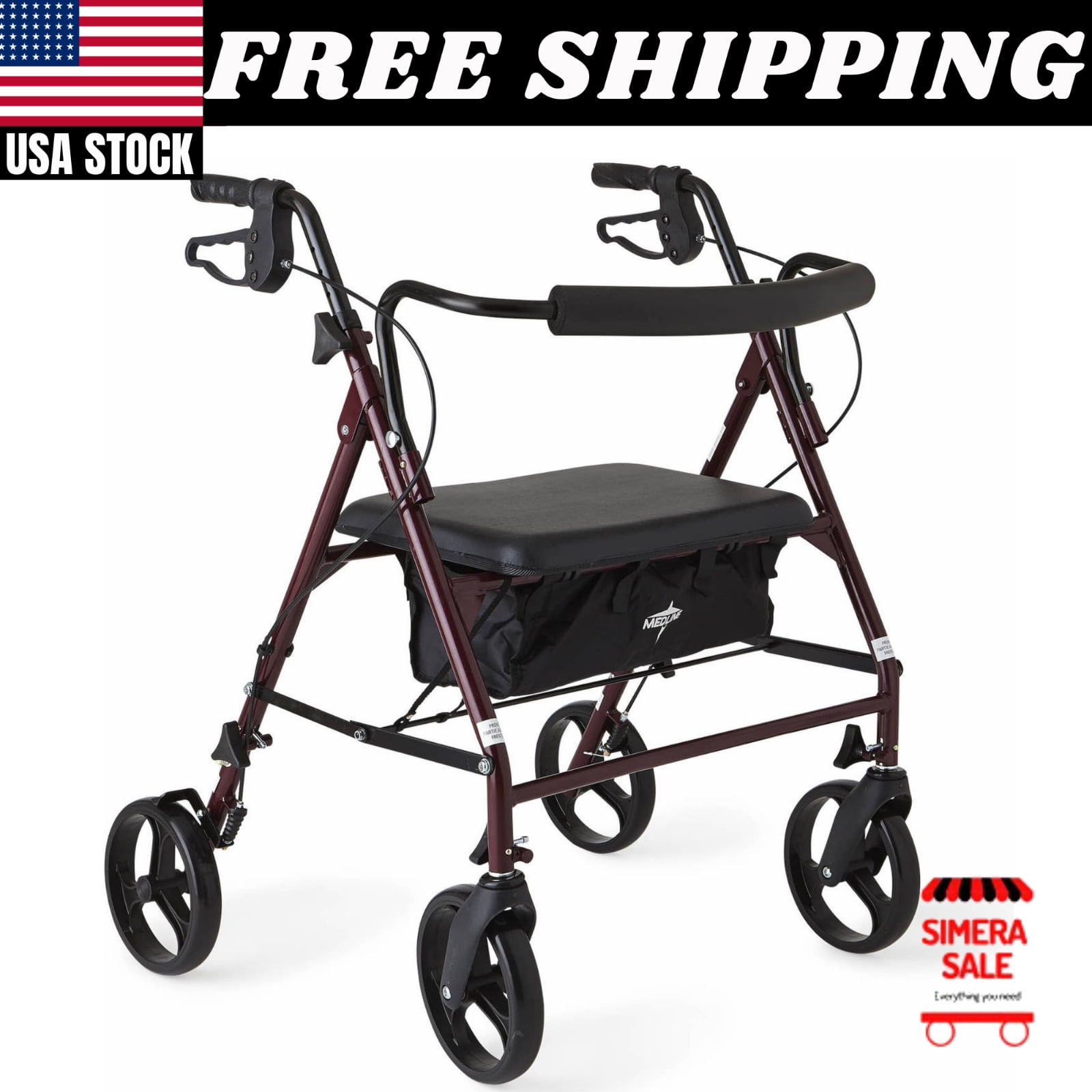 [Ship from USA] Heavy Duty Bariatric Rollator Walker with Extra Wide