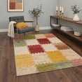 thumbnail image 3 of 5x7 Washable Area Rugs for Living Room and Bedroom, Machine Washable Non Slip Low Pile Rug with Print Pattern, Lightweight Indoor Floor Rug for Dining Room and Home Office, Puzzle Blocks Autumn Beige, 3 of 6