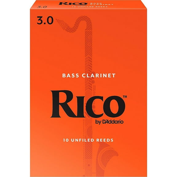 Rico by D'Addario Bass Clarinet Reeds, Strength 3, 10 Pack