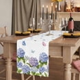 thumbnail image 2 of Table Runners 72 Inches Long Dress Scarves, Spring Hydrangeas Farmhouse Kitchen Table Runner, Coffee Tablerunners, Purple Floral Butterfly Leaves 18x72 Inch, 2 of 9