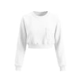 thumbnail image 4 of VBVC Women's Crew Neck Cropped Sweatshirt , Stretchy Long Sleeve Pullover For Women , Ladies' Drop Shoulder Top with Pockets, S-2XL, 4 of 8