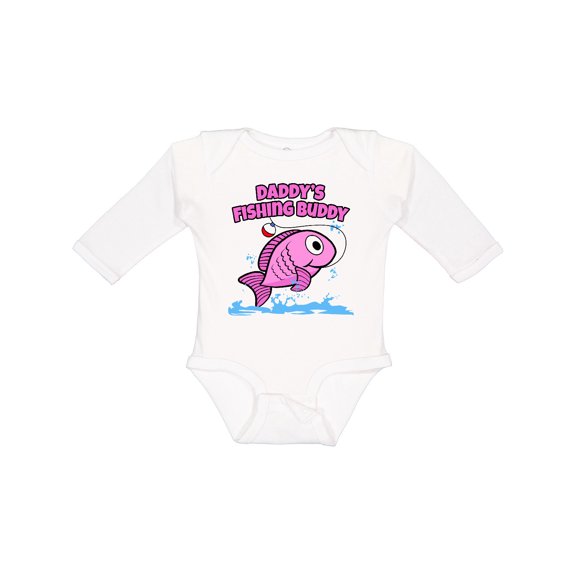 Inktastic Daddy's Fishing Buddy (pink) Boys or Girls Long Sleeve Baby Bodysuit