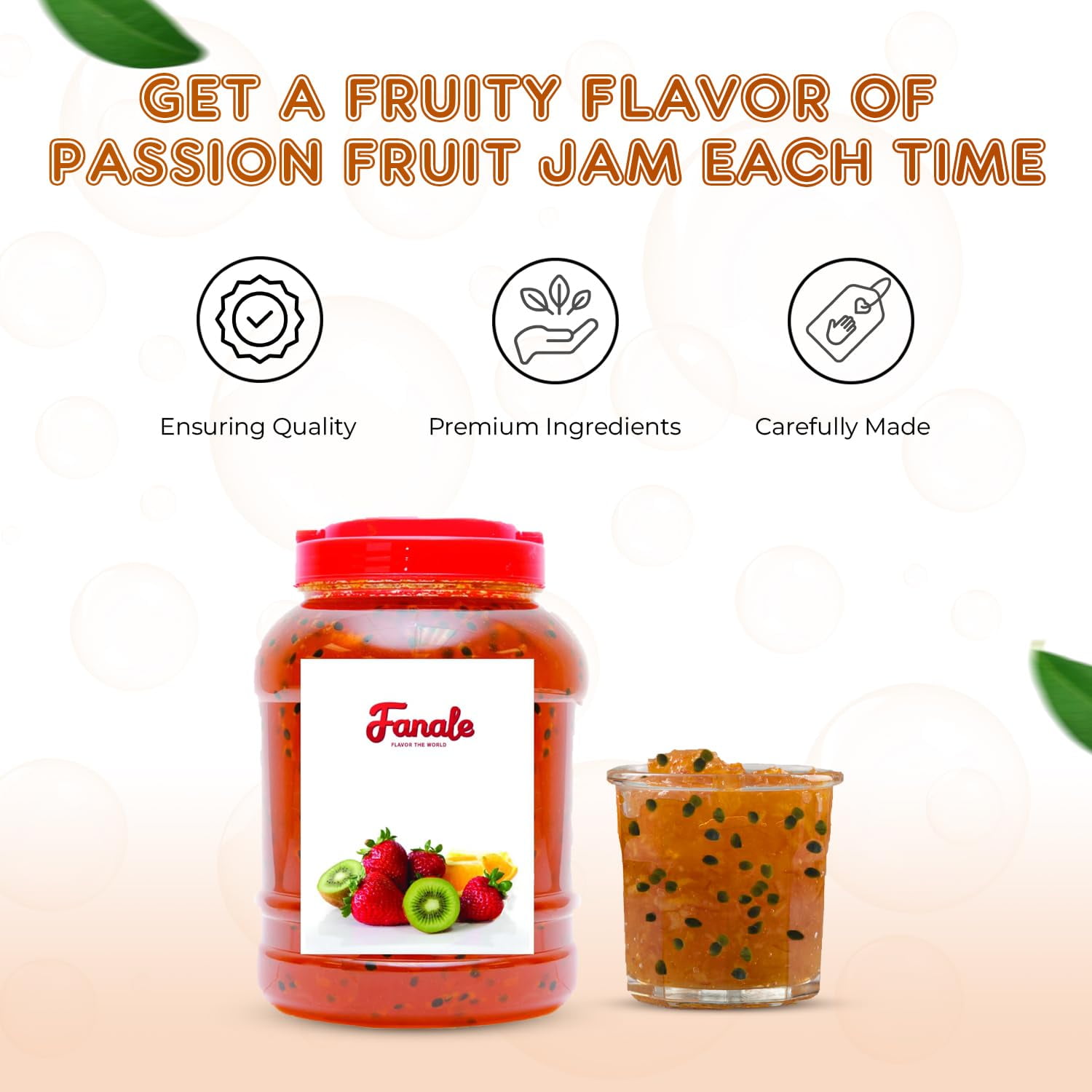Fanale Premium Flavoring Jam for Bubble Tea | Passion Fruit Flavor Fruit Jam | for Boba Tea, Smoothie Paste, Slushes, Desserts | 9 pound (Pack of 4)