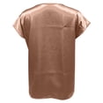 thumbnail image 6 of XIAOCHA Dolman Sleeve Satin Tops For Women Short Sleeve V-Neck Pullover Top Elegant Office Party Tops, 6 of 6