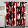 thumbnail image 2 of Red Black Blackout Curtains, Abstract Geometric Striped Aesthetic Art Darkening Window Drapes Grommet For Living Room Bedroom Decor 42"W x 84"L (Pack of 2), 2 of 6