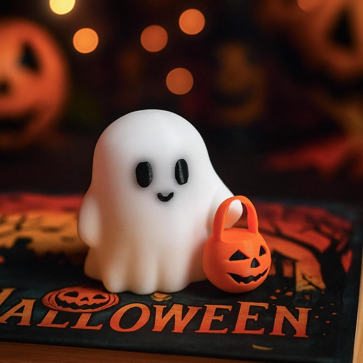 Glow-in-the-Dark Mini Ghost Figurine for Halloween Desk and Shelf Decor