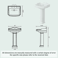 thumbnail image 2 of 23" W X 19" D Bathroom Pedestal Sinks, Vintage White Ceramic Pedestal Bathroom Sink With Overflow and 3 Pre-Drilled Holes - Fits 8-Inch Faucets, 2 of 8