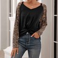 thumbnail image 2 of Top de camiseta informal de manga larga con cuello en V y hombros descubiertos con retazos de leopardo para mujer de otoño e invierno Pompotops FGAJ14226, 2 of 6