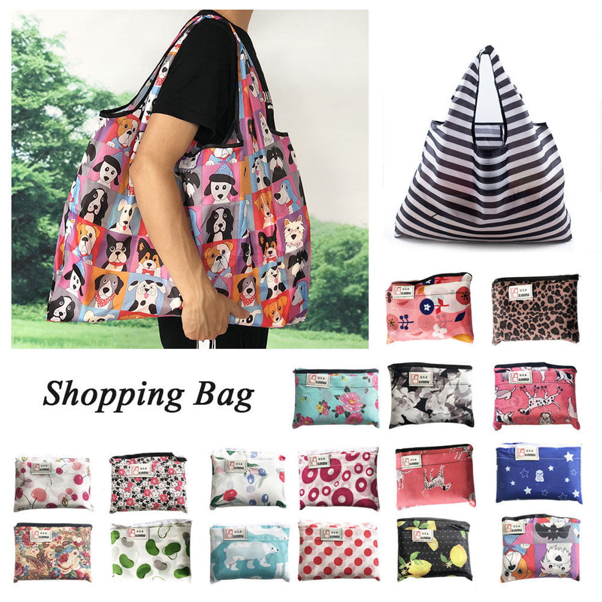 Folding Shoulder Handbag Shopper Reusable Tote Beach Shopping Travel Eco Bag