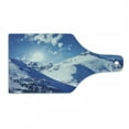 thumbnail image 1 of Winter Cutting Board, Mountain Peaks in Sunny Winter West Northern of States Tranquil Habitat Hike Image, Tempered Glass Cutting and Serving Board, Wine Bottle Shape, White Blue, by Ambesonne, 1 of 1