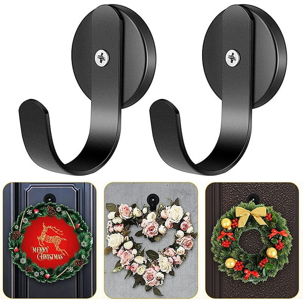 FLONOZZ Wreath Hanger, 2 Pcs Metal Door Wreath Holder for