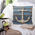 thumbnail image 3 of Pillow Covers 16x16 Set of 2, Brown Anchor Nautical Throw Pillow Covers Decorative Couch Cushion Cover, Vintage Coastal Navy Blue Wooden Microfiber Soft Square Pillowcases for Bedroom Sofa, 3 of 7
