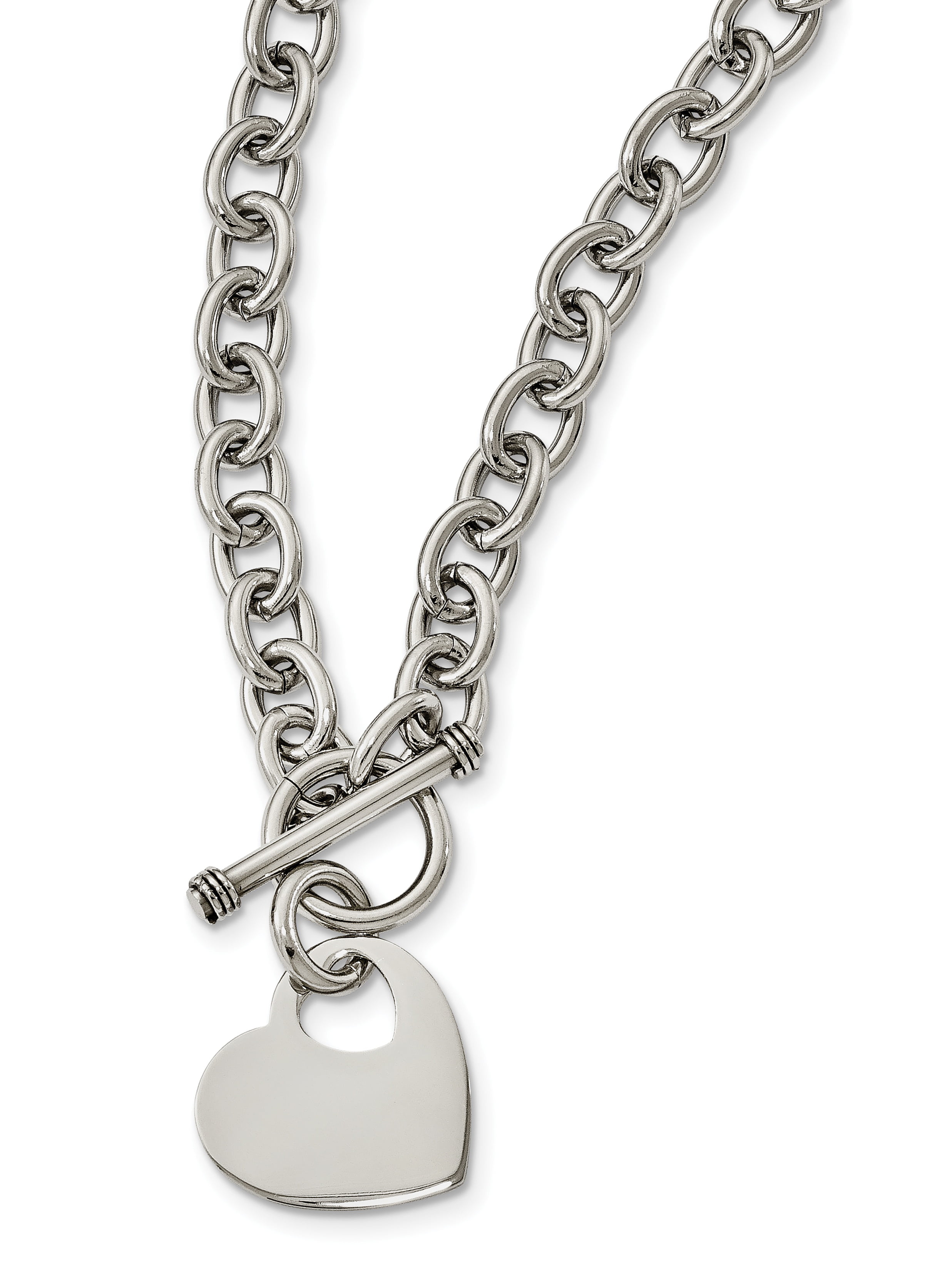 Chisel Stainless Steel Polished Heart Toggle Necklace Srn1464