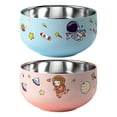thumbnail image 2 of Sentmoon Ramen Noodle Bowl Ramen Bowl Stainless Steel Household Children's Soup Rice Bowl Double-layer Heat Insulation Anti-scald Bowl Household Fruit Instant Noodles Bowl Tableware, 2 of 9