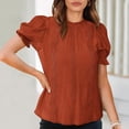 thumbnail image 5 of fatyb Womens Dressy Causal Blouses Puff Short Sleeve Shirts Summer Work Tunic Tops Workwear, 5 of 6