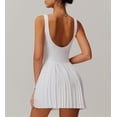 thumbnail image 3 of PISONIC Womens Tennis Golf Dress with Built-in Bra Shorts Backless Square Neck Pleated Hem Athletic Dresses with Pockets, 3 of 8