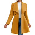 thumbnail image 3 of HAPIMO Long Trench Coat for Women Casual Comfy Long Sleeve Lapel Jacket Solid Double Breasted Outerwear Fall Winter Stylish Overcoat Coffee S, 3 of 9