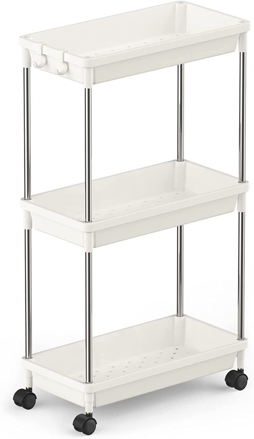 Buy Lifewit 3 Tier Rolling Cart for Narrow Space, Utility Cart, White