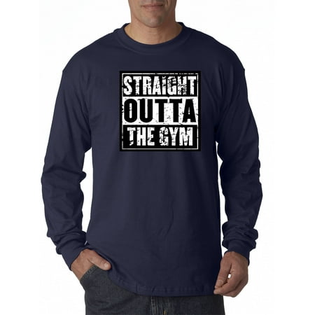 Trendy USA 306 - Unisex Long-Sleeve T-Shirt Straight Outta The Gym Compton NWA Parody Small Navy