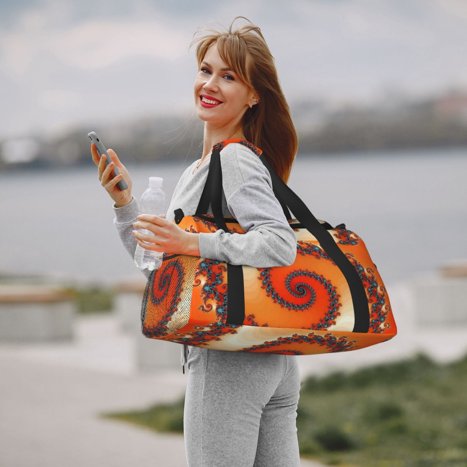 Kdxio Orange Rotating Travel Duffel Bag Gym Bag Weekender Travel Bag Gym Bag for Women &Men Airplane Travel Essentials for Flying