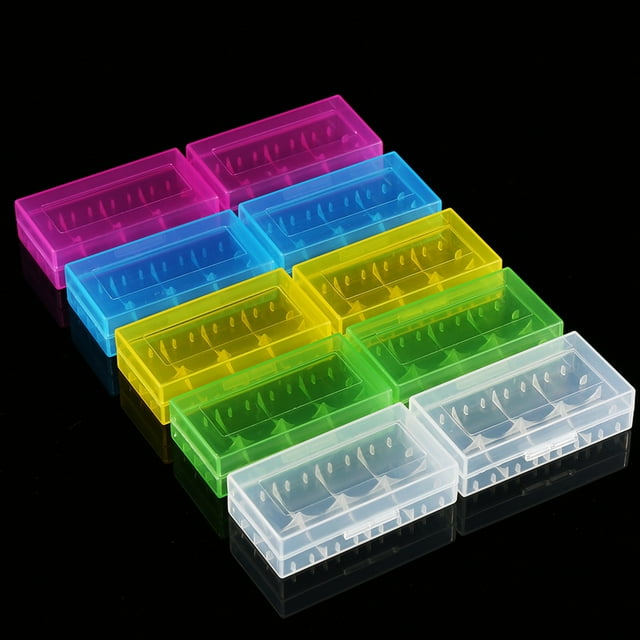Caja de almacenamiento con soporte de plástico transparente multifuncional, 5 colores, para batería 18650 18350, 10 Uds.