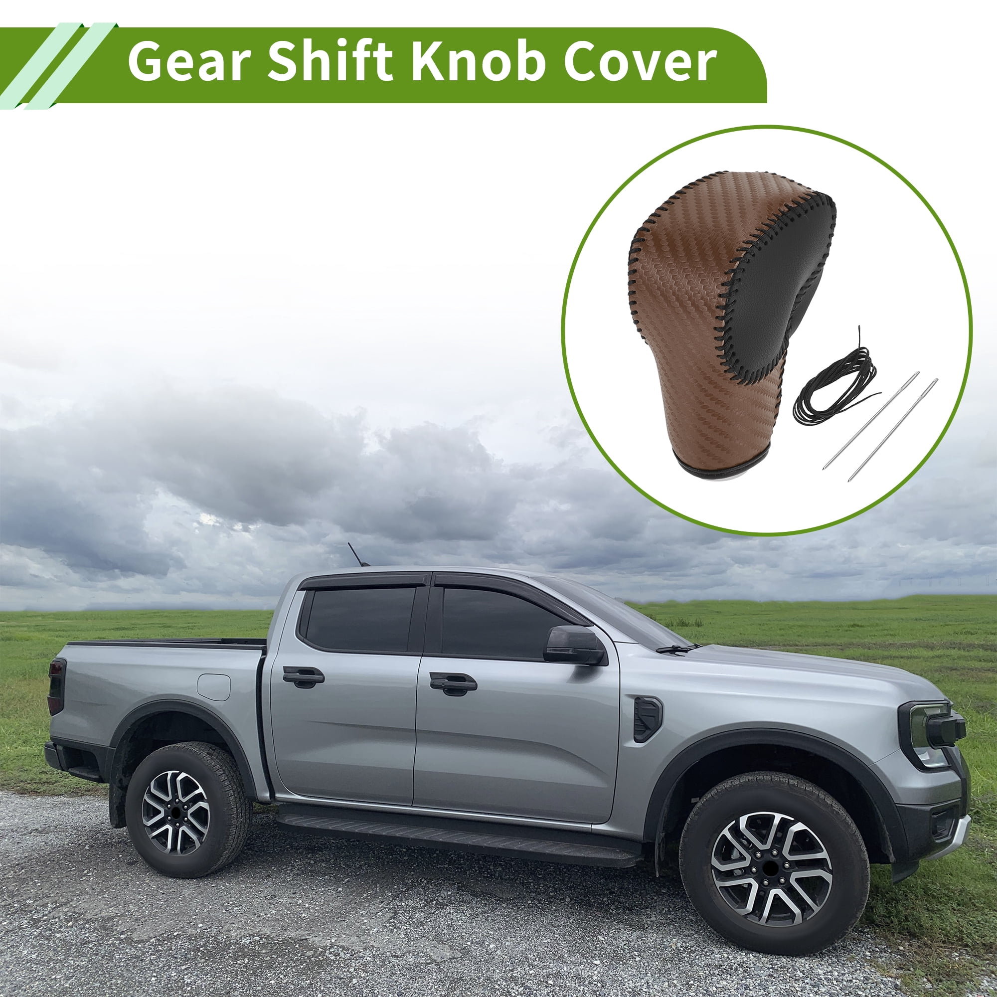 Unique Bargains Gear Shift Knob Cover for Ford 2019-2022 Anti-Slip Faux Leather