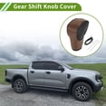 thumbnail image 2 of Cubierta de pomo de cambio de marcha Unique Bargains para Ford Ranger 19-22, antideslizante, negra y marrón, protector de palanca de cambio de cuero sintético 1Pcs, 2 of 6