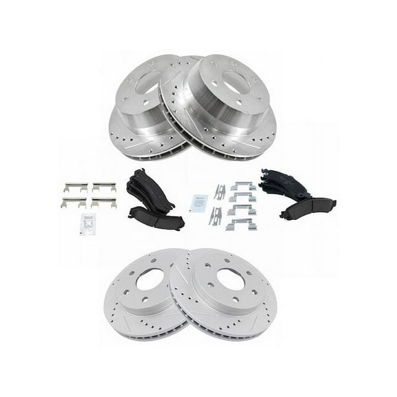 Front and Rear Brake Pad and Rotor Kit - Compatible with 2002 - 2006 Cadillac Escalade EXT 2003 2004 2005