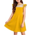 thumbnail image 2 of HAOTAGS Girls Dresses Fashionable Flutter Sleeves Round Neck Summer Casual Dress Yellow Size 10, 2 of 7