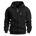 thumbnail image 4 of Yusimy Mens Solid Color Zip-Up Hoodie with Pockets & Drawstring Long Sleeve Cardigan Casual Athletic Top, 4 of 4