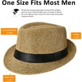 thumbnail image 3 of Dalrosia Short Brim Fedora Classic Summer Beach Sun Hat Panama Cap for Men Women, 3 of 8