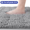 thumbnail image 2 of HAKUNA Striped Light Grey Bathroom Rug Set 2 Piece 32"x20"+24"x17" Ultra Soft, Non Slip Chenille Toilet Mat, Absorbent Plush Shaggy Bath Mats for Bathroom, Bedroom, Kitchen, 2 of 6