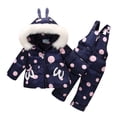 thumbnail image 2 of Hicidod Snow Suit for Kids Hooded Windproof Thick Cute Print Toddler Snowsuit Ski Waterproof Winter Warm Snow Pant And Puffer Jacket Bib, 2 of 3