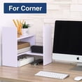 thumbnail image 2 of FITUEYES Wood Adjustable Desktop Organizer Display Shelf Storage Rack, Office Supplies Desk Organizer, White DT306802WW, 2 of 7